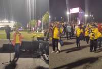 Hinchas ecuatorianos bailan Don Medardo en Qatar