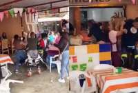Pelea campan en un local de comida e México quedó grabada en video