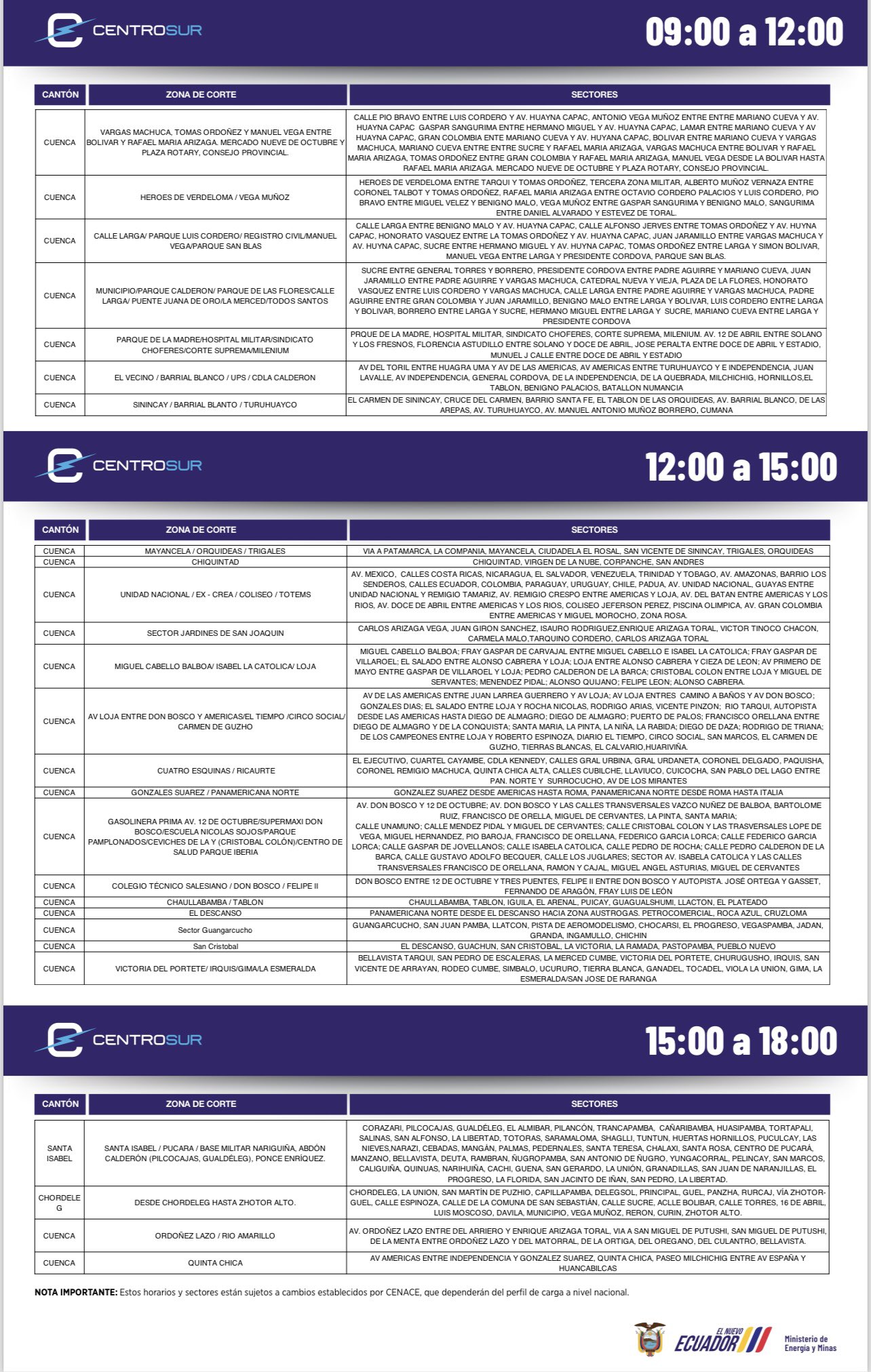 Horarios Cuenca Horarios Cuenca