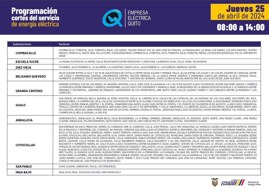 Horarios Quito Horarios Quito