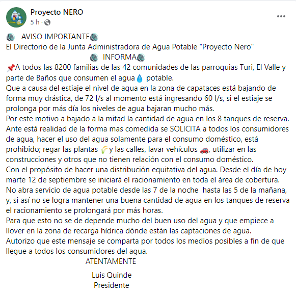 Pronunciamiento Proyecto Nero Pronunciamiento Proyecto Nero
