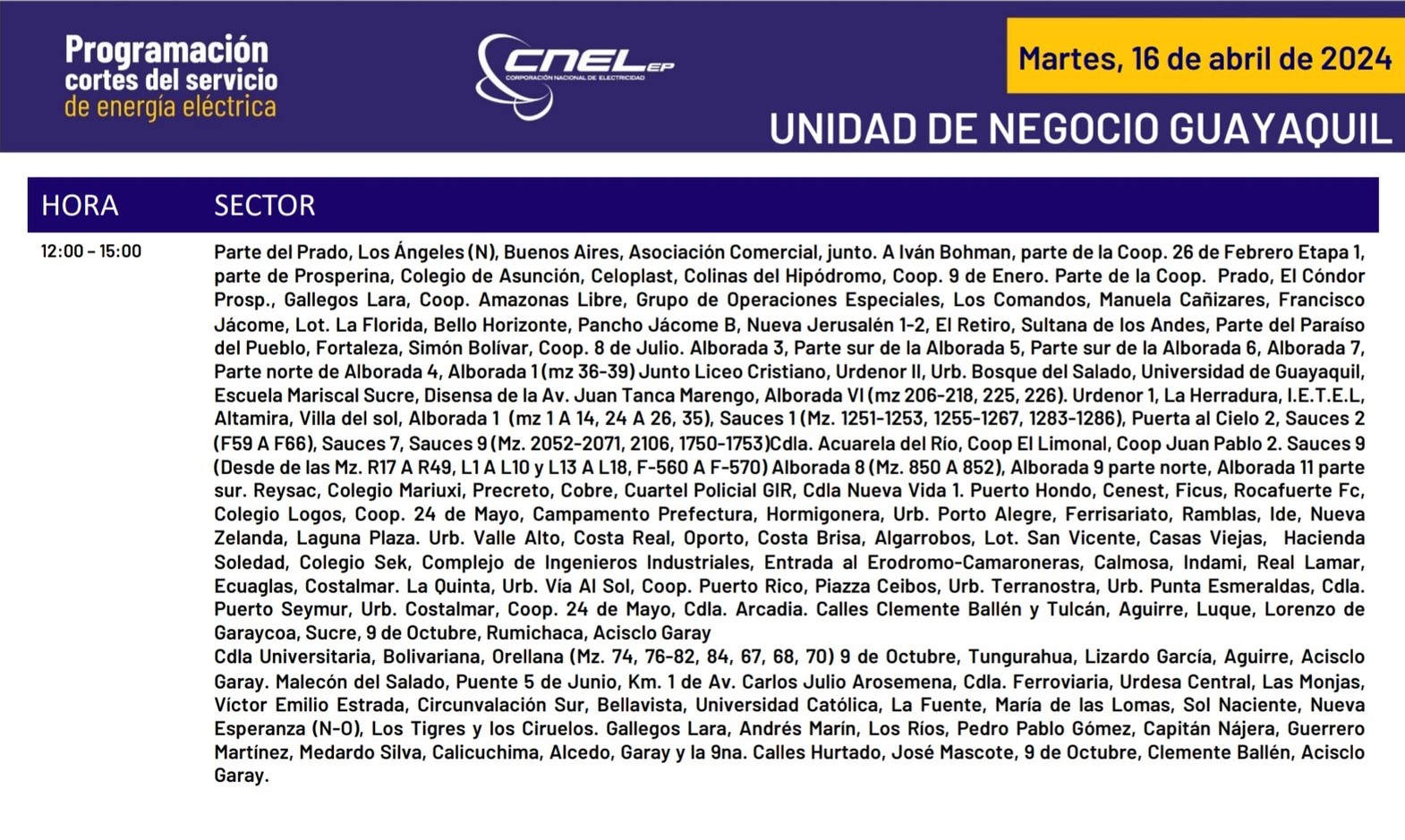 Horarios Guayaquil Horarios Guayaquil