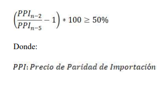Formula: abre parentesis PPIn-2 sobre PPI n-5 - 1 cierra paréntesis por 100 menor igual que 50%