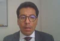 César Ulloa, durante una entrevista vía zoom con Ecuador TV