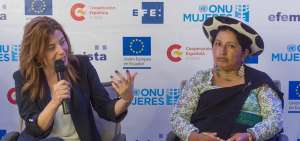 Bibiana A&iacute;do, de ONU Mujeres, y Luisa Lozano, de la Confederaci&oacute;n de Nacionalidades Ind&iacute;genas del Ecuador, analizaron la situaci&oacute;n del colectivo.