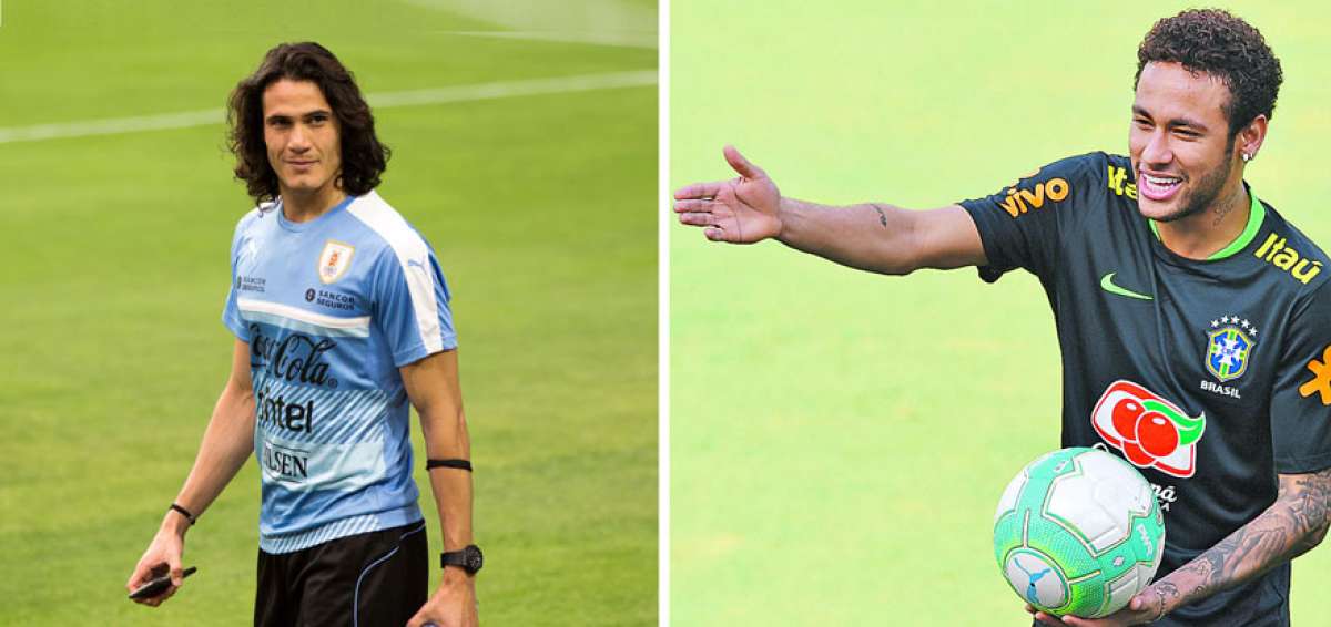 Edinson Cavani fue el &uacute;ltimo  seleccionado que se uni&oacute; a las pr&aacute;cticas de la Celeste. Mientras que Neymar (izq.) lleg&oacute; el martes pasado a los entrenamientos de Brasil, en Sao Paulo. 