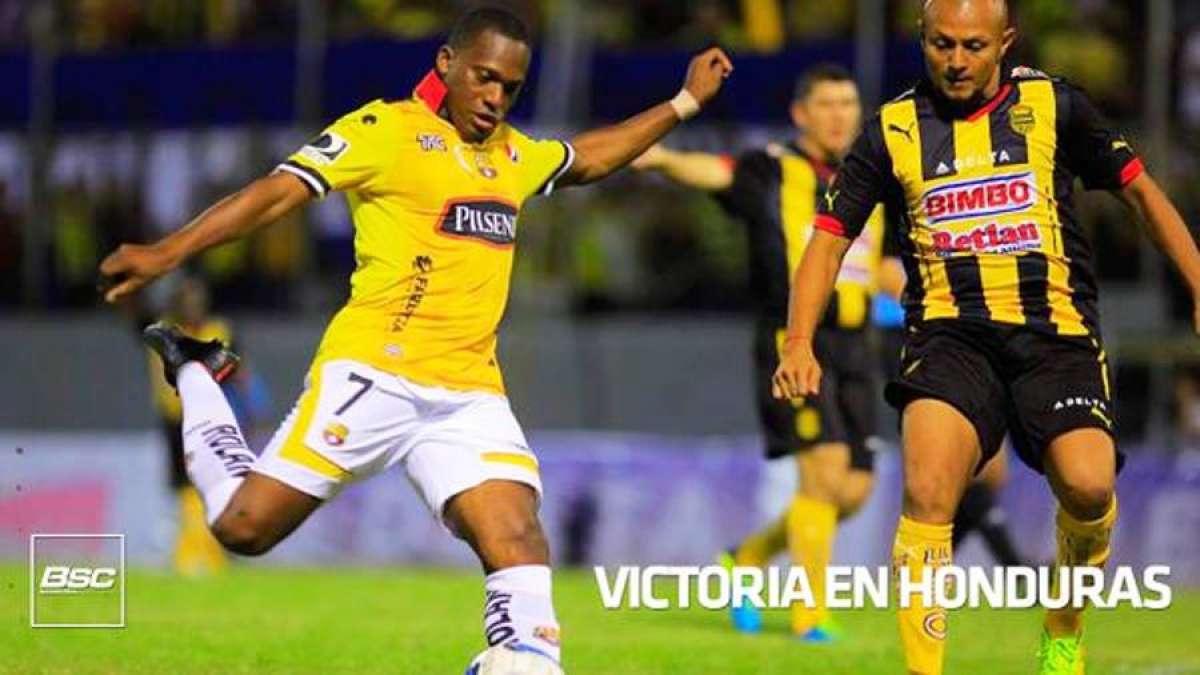 Armando Wila anot&oacute; el segunto tanto "amarillo" en Honduras. Foto: tomada de @BarcelonaSCweb