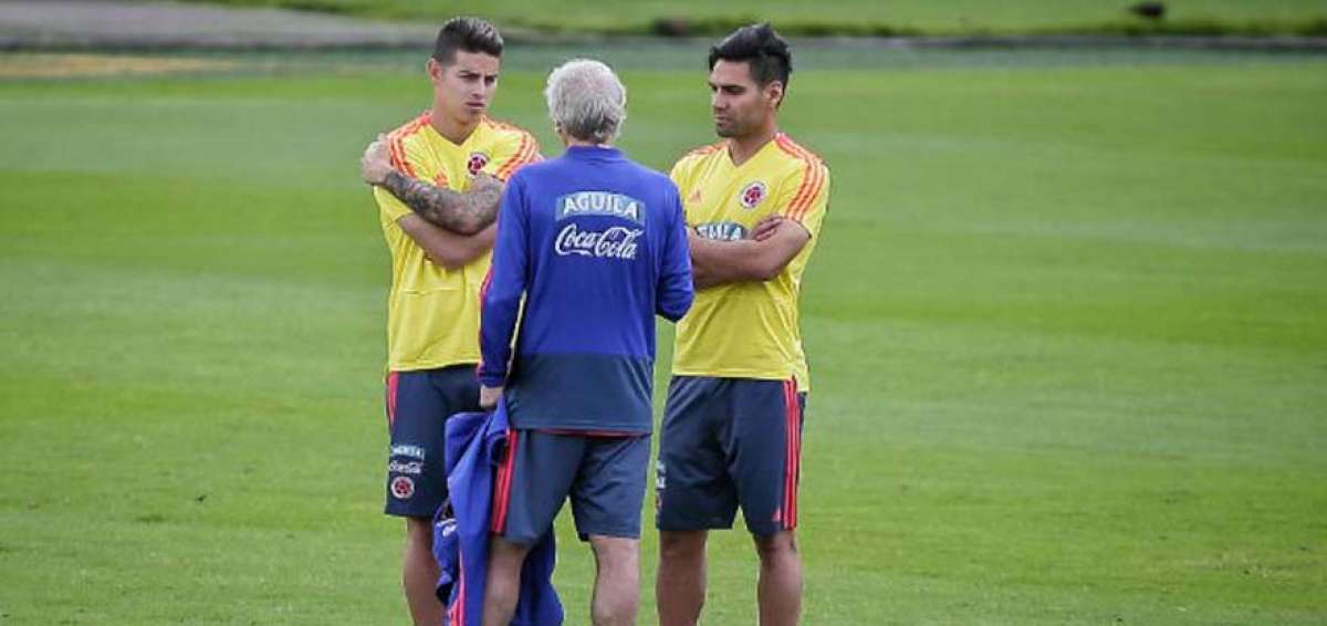 James y Falcao lideran el primer entrenamiento de Colombia