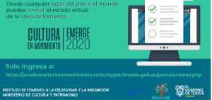 Hasta el momento el programa Cultura en Movimiento/Emerge 2020 ha recibido 507 postulaciones. 