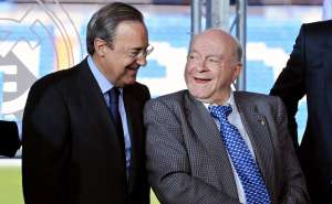 Florentino P&eacute;rez junto a Alfredo di St&eacute;fano en un acto del Real Madrid. Foto: Agencias