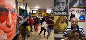 En el Cabo Roje&ntilde;o (izq), los fans del portorrique&ntilde;o bailan frente a su gran p&oacute;ster. Carlos Tierras (der), due&ntilde;o del bar Rigoberto, conserva intacta su colecci&oacute;n de vinilos.    