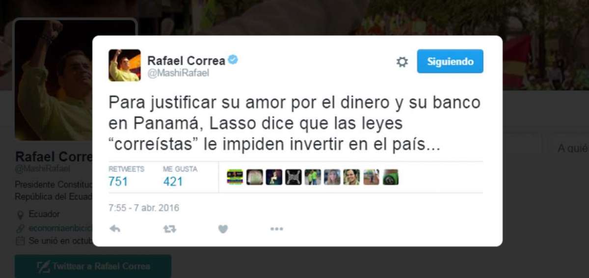Rafael Correa desmiente a Guillermo Lasso