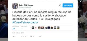 El fiscal Galo Chiriboga inform&oacute; sobre la novedad en su cuenta de Twitter.