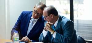 El exvicepresidente Jorge G. (izq.) y su abogado defensor, Eduardo Franco Loor (der.) durante la audiencia que se cumpli&oacute; en octubre de 2017.