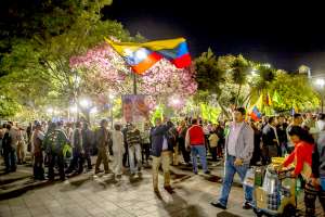 En la Plaza de la Independencia, en Quito, simpatizantes de Alianza Pa&iacute;s iniciaron anoche una vigilia. Foto: Fernando Sandoval/El Tel&eacute;grafo