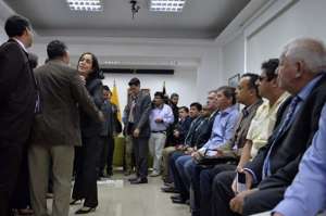 La reuni&oacute;n de la secretaria de Gesti&oacute;n de la Pol&iacute;tica, Viviana Bonilla, con los alcaldes y prefectos, se realiz&oacute; la ma&ntilde;ana de ayer. FOTO: MIGUEL JIM&Eacute;NEZ.