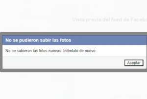El mensaje de Facebook cuando se intenta cargar una imagen