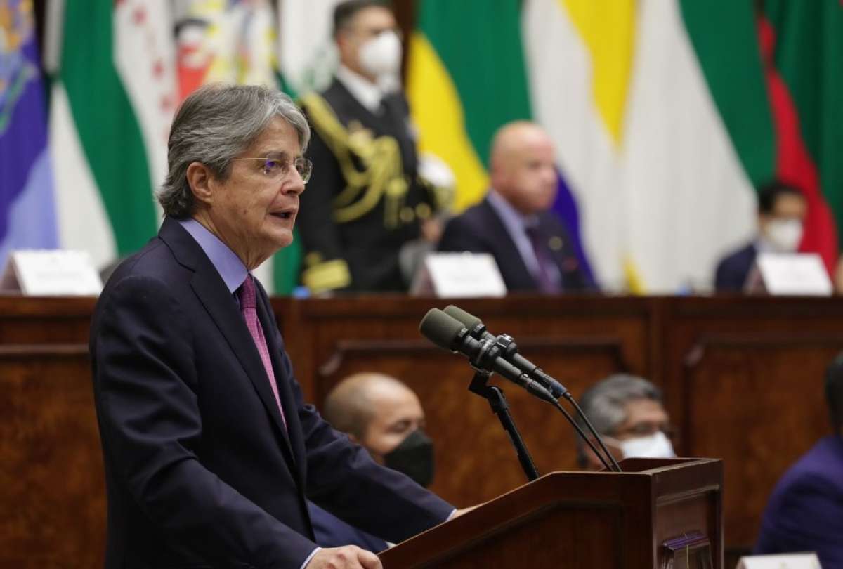 El presidente Guillermo Lasso, en la Asamblea Nacional