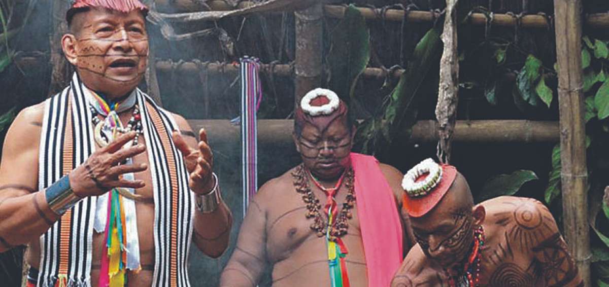 Los atuendos con llamativos colores son parte de la riqueza hist&oacute;rica de los ts&aacute;chilas en sus rituales.