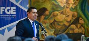 El fiscal provincial del Guayas, Edmundo Briones Valero, fue el encargado de presentar los resultados de la instituci&oacute;n en el a&ntilde;o 2018.