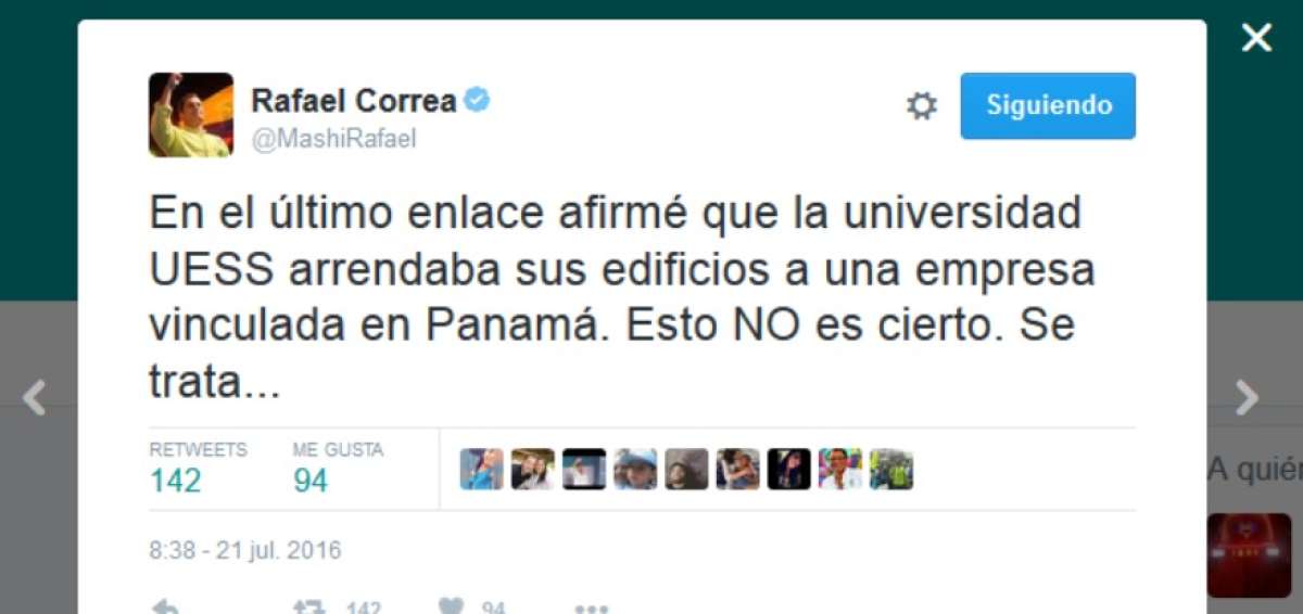 Presidente Correa se disculpa ante las autoridades de la UEES