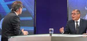 El vicepresidente Jorge Glas durante una entrevista en el programa Hora 25, en Teleamazonas. 