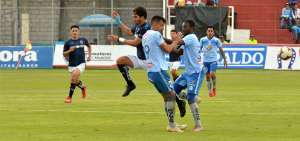 Macar&aacute;, en un juego ante Universidad Cat&oacute;lica en el estadio Bellavista de Ambato. Este 2019, como locales, los &ldquo;celestes&rdquo; se mantienen invictos.