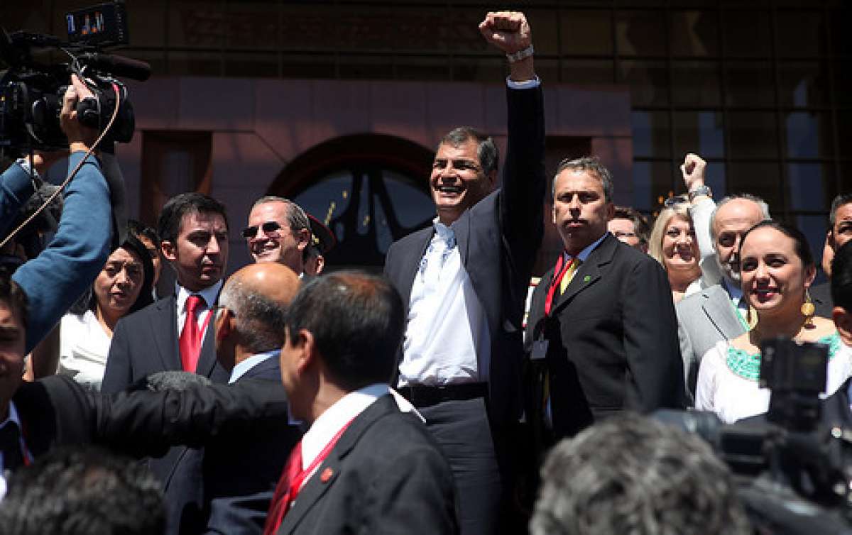 El presidente ecuatoriano, Rafael Correa, particip&oacute; hoy en la ceremonia de investidura de la mandataria chilena Michelle Bachelet. Foto: Presidencia 