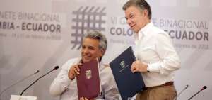 Los presidentes de Ecuador y Colombia, Len&iacute;n Moreno y Juan Manuel Santos, firmaron la Declaraci&oacute;n Conjunta. 