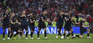 Festejo de los croatas tras eliminar a Rusia.