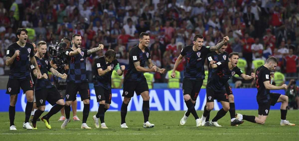 Festejo de los croatas tras eliminar a Rusia.