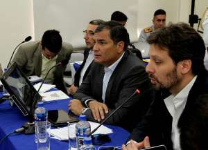 Correa particip&oacute; hoy de un Gabinete de Talento Humano que se llev&oacute; a cabo en la Universidad de las Artes, previo al conversatorio con medios de comunicaci&oacute;n de Guayaquil. Foto: Presidencia
