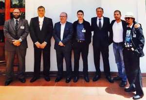 Xavier Pe&ntilde;a, Rafael Correa, Orlando P&eacute;rez, Manuel Cabrera, Jorge Glas, Carlos Proa&ntilde;o y Bruno Carranza posan en el Palacio de Carondelet. FOTO: Tomada de la cuenta de Facebook de Manuel Cabrera