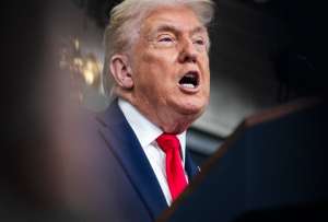 Donald Trump durante una rueda de prensa en la Casa Blanca.