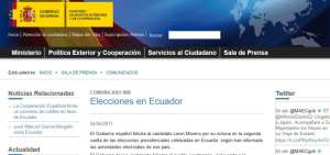 El gobierno de Espa&ntilde;a felicita triunfo de Len&iacute;n Moreno