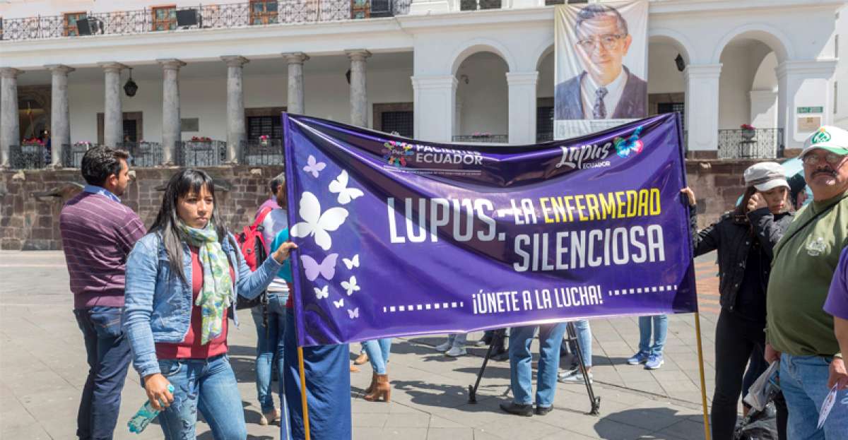 En Quito un grupo de personas lleg&oacute; hasta la Plaza Grande para hacer conciencia sobre el lupus.