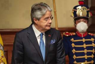 Guillermo Lasso, presidente de la República, durante la reunión con la FENOCIN