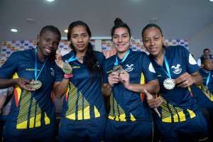 Las jugadoras de la selecci&oacute;n, de izquierda a derecha: M&oacute;nica Quinteros, Shirley Berryz, Lorena Aguilar y Katherine Ortiz. FOTO: &Aacute;lvaro P&eacute;rez / EL TEL&Eacute;GRAFO