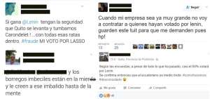 Capturas de pantallas de los insultos que circulan porque las encuestas dan ventaja a Len&iacute;n Moreno.