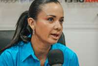 Marcela Aguiñaga es candidata a la Prefectura del Guayas por el movimiento RC5. 