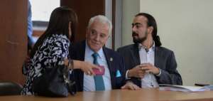 El fiscal Galo Chiriboga (centro) present&oacute; los elementos de convicci&oacute;n en la audiencia desarrollada en la Corte Nacional de Justicia.
