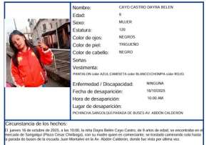 Localizan a Dayra Belén, de 9 años, tras activación de la Alerta Emilia