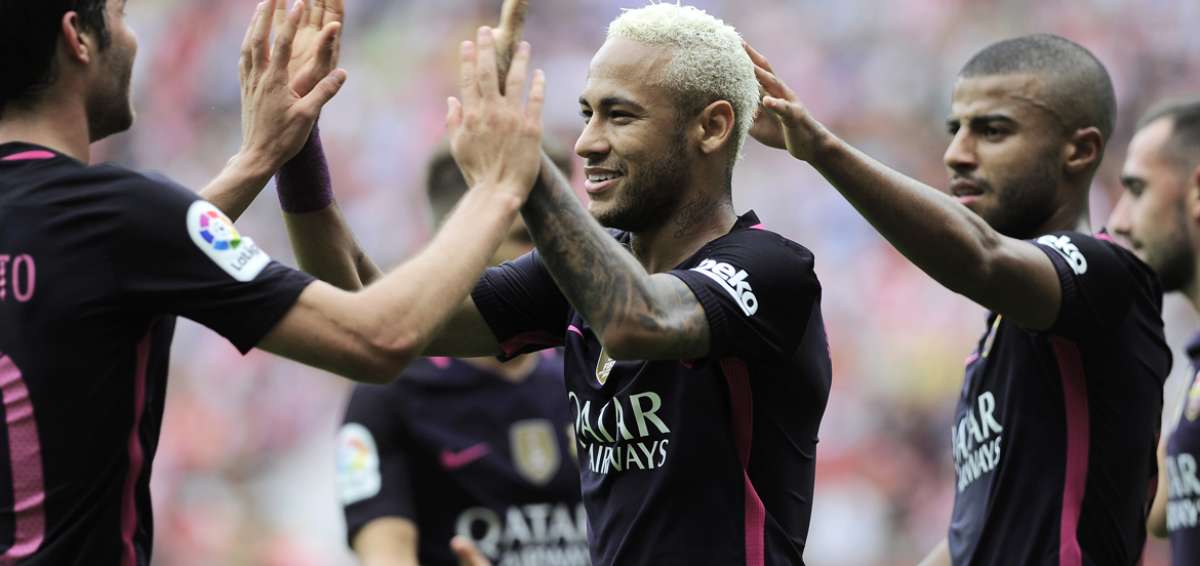 El Barcelona golea en Gij&oacute;n sin Messi y con doblete de Neymar