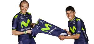 Alejandro Valverde (i), actual campe&oacute;n del mundo, y Nairo Quintana, ganador de la Vuelta en 2016, son los l&iacute;deres del Movistar Team.