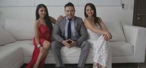 De izquierda a derecha: Betty Silva, Juan Carlos Puebla, y Aurora Moreira, locutores del programa. 