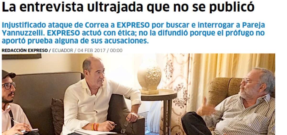 Expreso no public&oacute; charla con Pareja Yannuzzelli porque "no aport&oacute; pruebas" de acusaciones