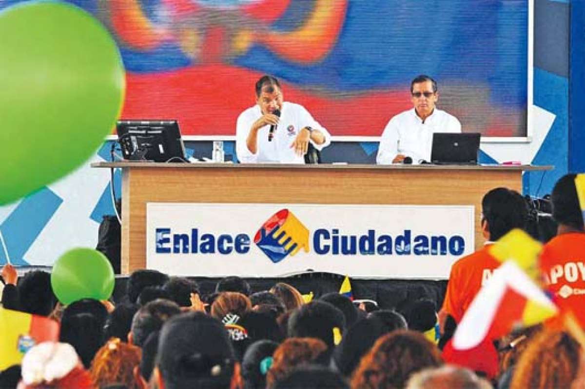 El sector de Pomasqui, en Quito, fue el escenario donde se desarroll&oacute; el enlace sabatino 410, dirigido por el presidente Rafael Correa. Foto: Cortes&iacute;a / Presidencia de la Rep&uacute;blica