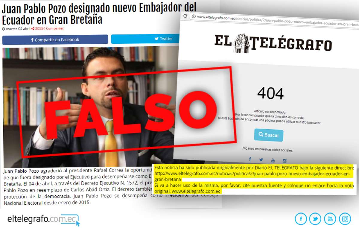 EL TEL&Eacute;GRAFO rechaza uso de su nombre y sitio para propagar noticia falsa