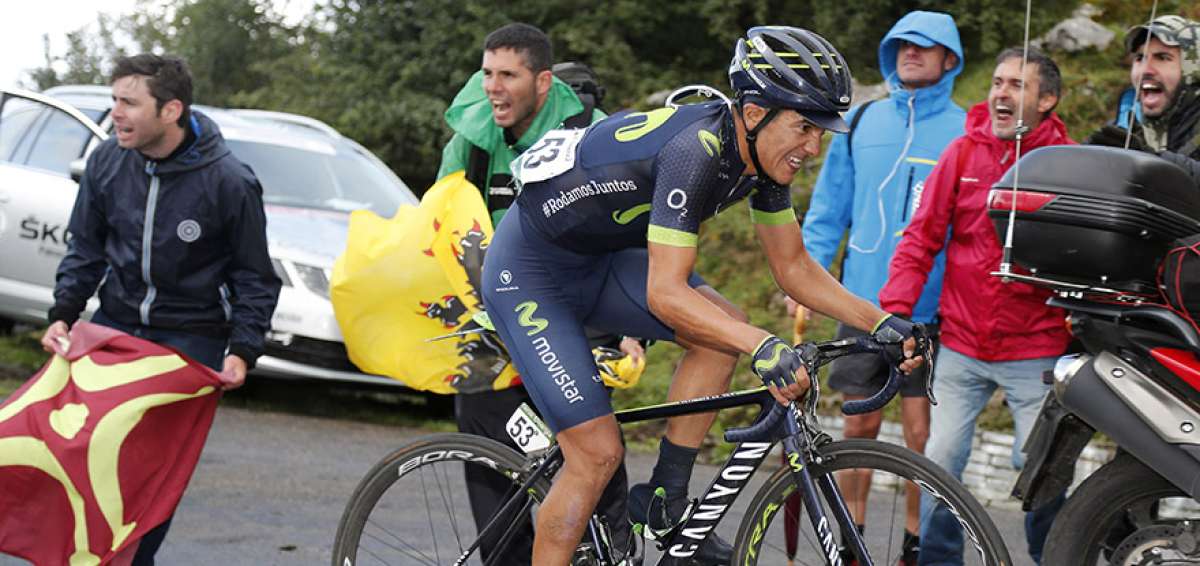 El pedalista ecuatoriano Richard Carapaz, del Movistar Team, durante una de las etapas de la Vuelta a Espa&ntilde;a. 