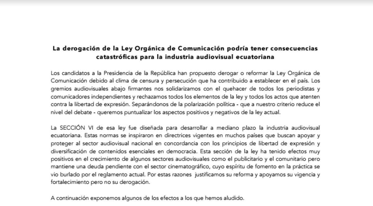Fot&oacute;grafos ecuatorianos advierten del "peligro" de derogar la Ley de Comunicaci&oacute;n